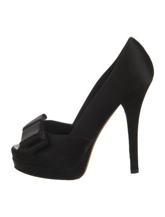Fendi Satin Bow Accents D'Orsay Pumps
