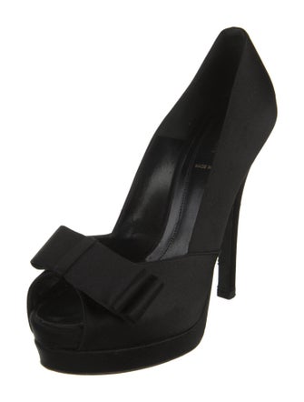Fendi Satin Bow Accents D'Orsay Pumps