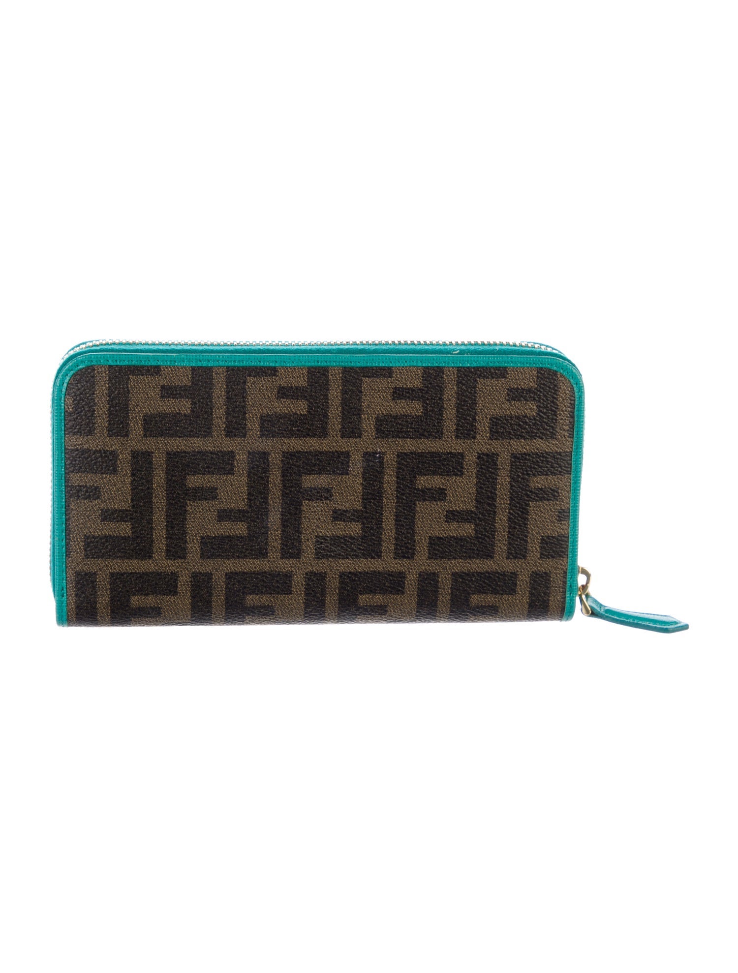 Fendi Zucca Zip Wallet Zucca FF Logo Continental Wallet