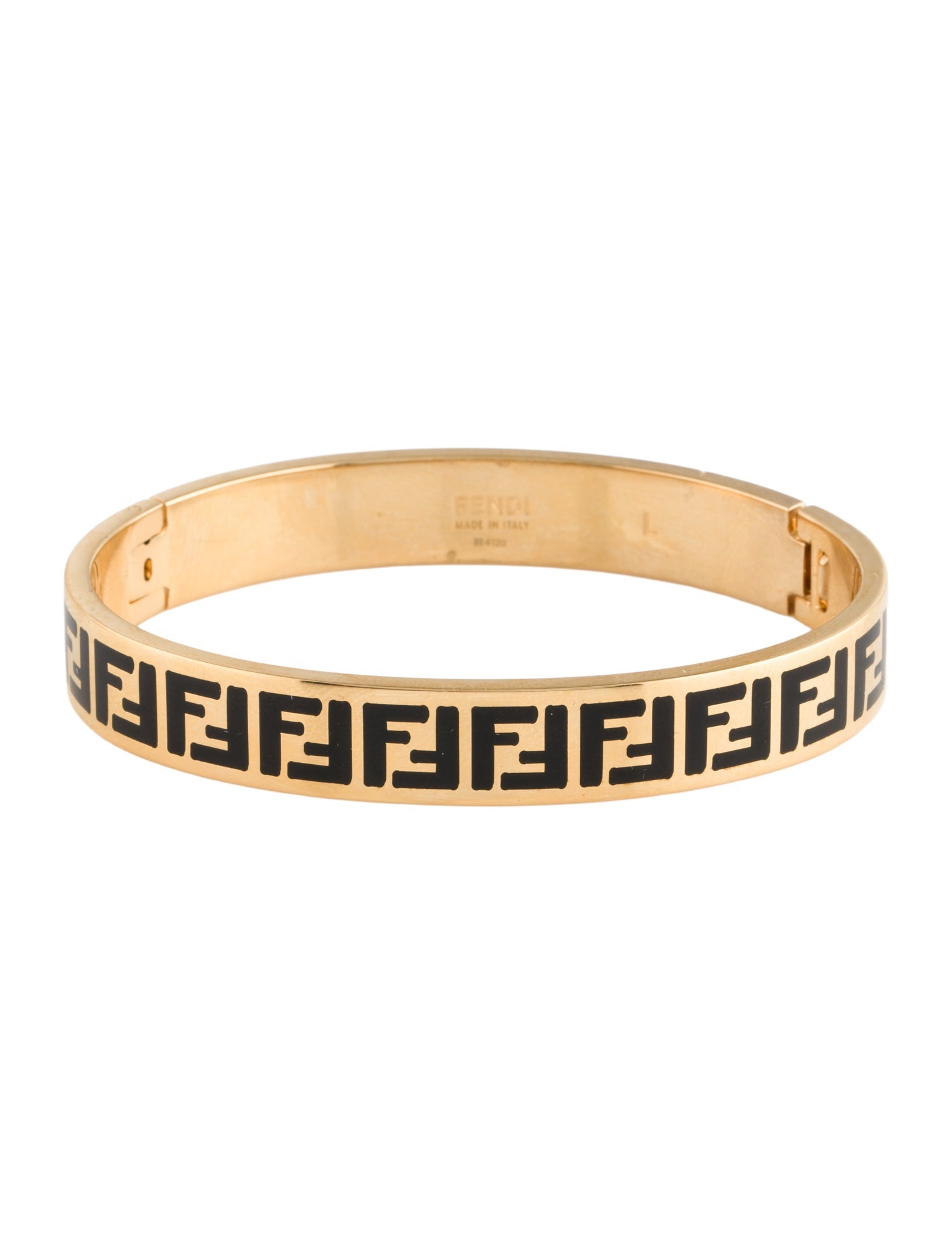 Fendi Enamel FF Forever Hinged Bangle Bracelet