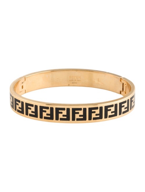 Fendi Enamel FF Forever Hinged Bangle Bracelet
