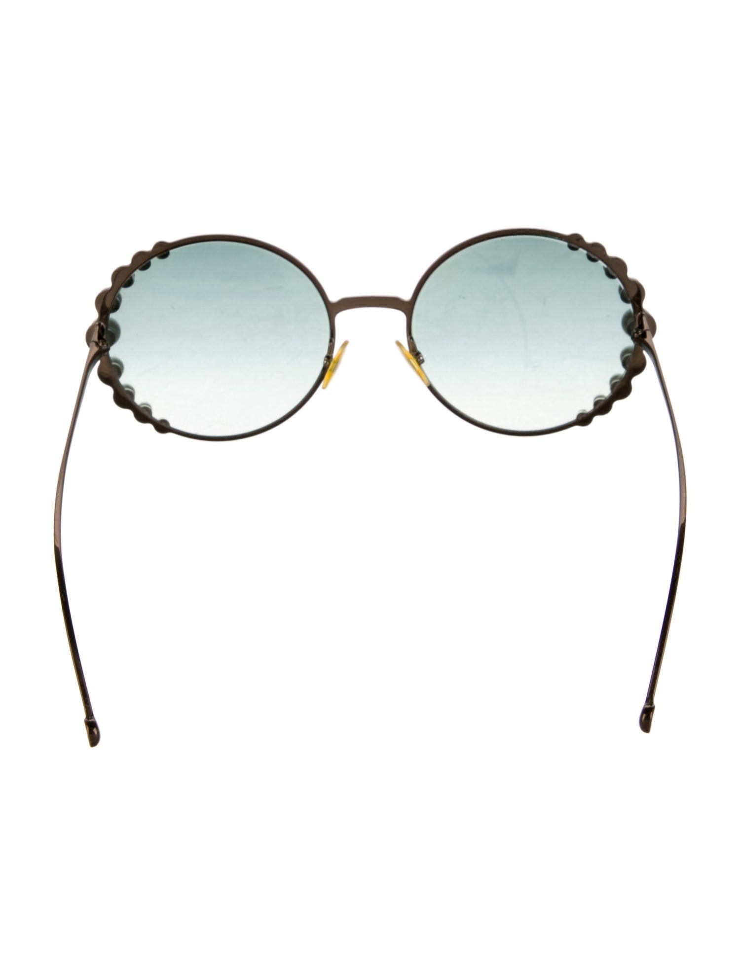 Fendi Faux Pearl Accents Round Sunglasses