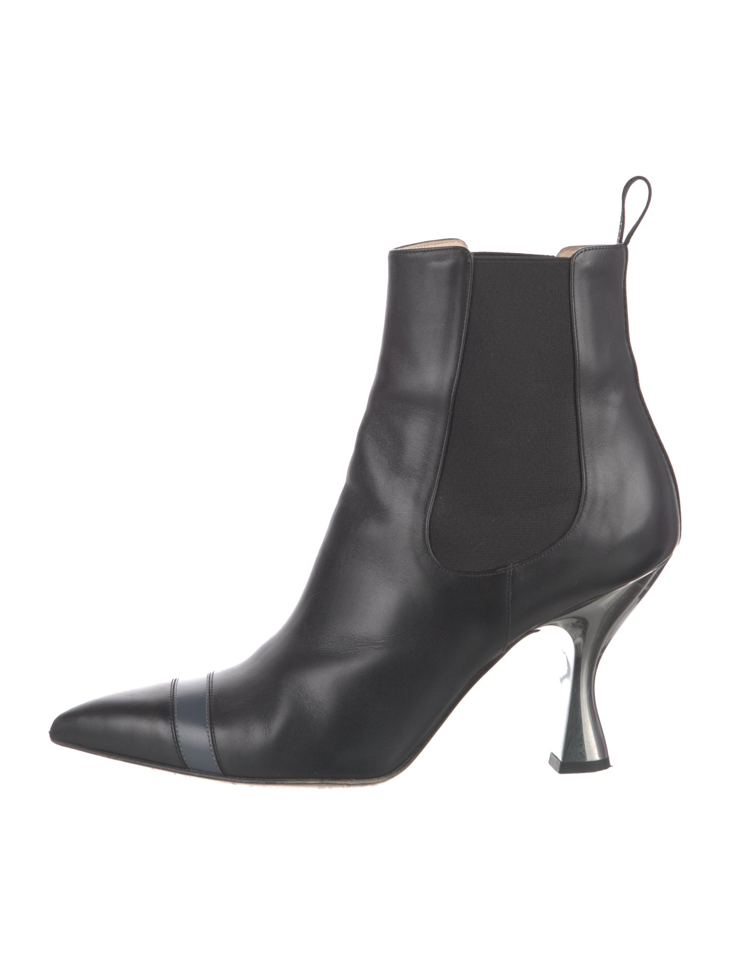 Fendi Leather Leather Trim Embellishment Chelsea Boots