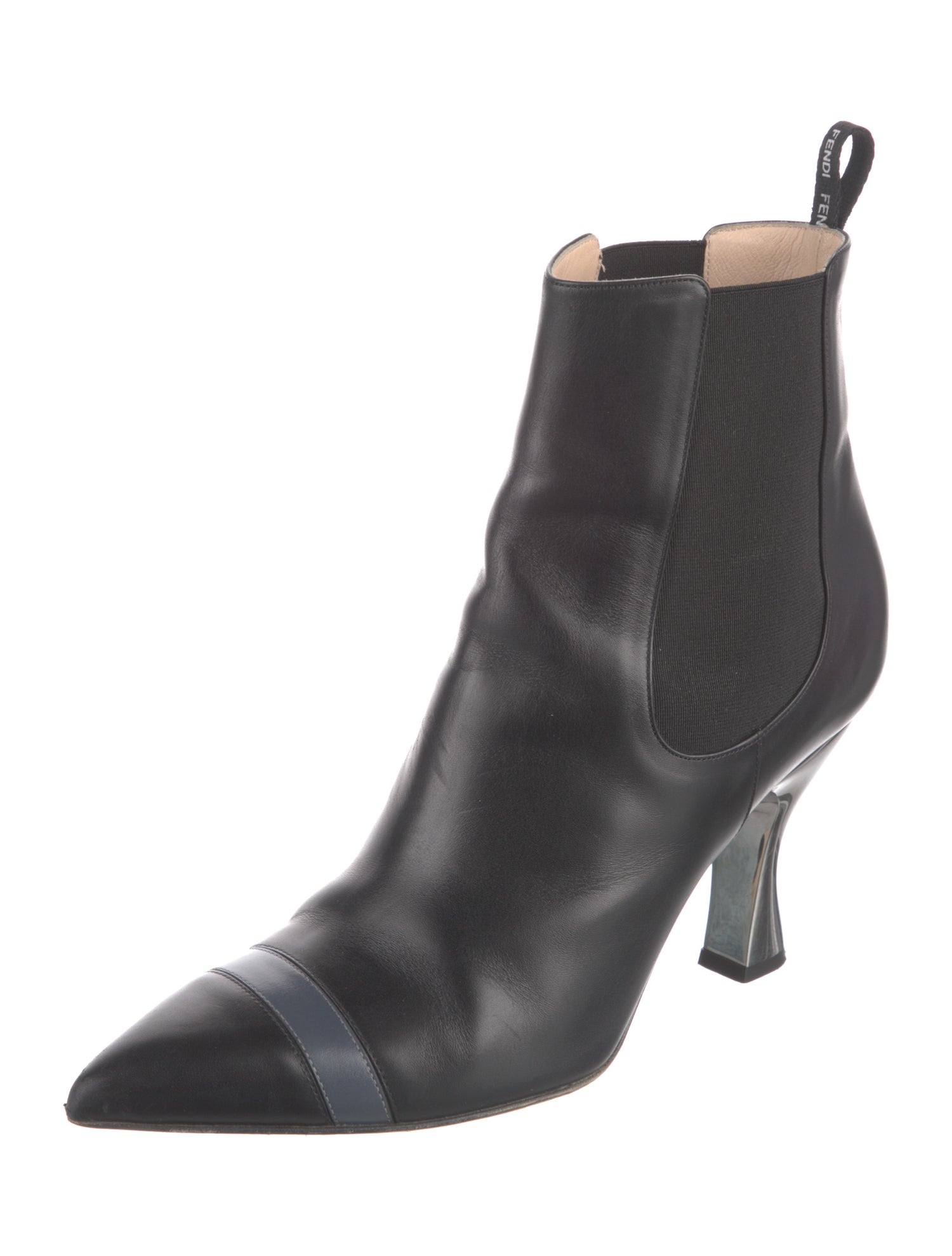 Fendi Leather Leather Trim Embellishment Chelsea Boots