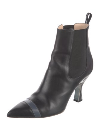 Fendi Leather Leather Trim Embellishment Chelsea Boots