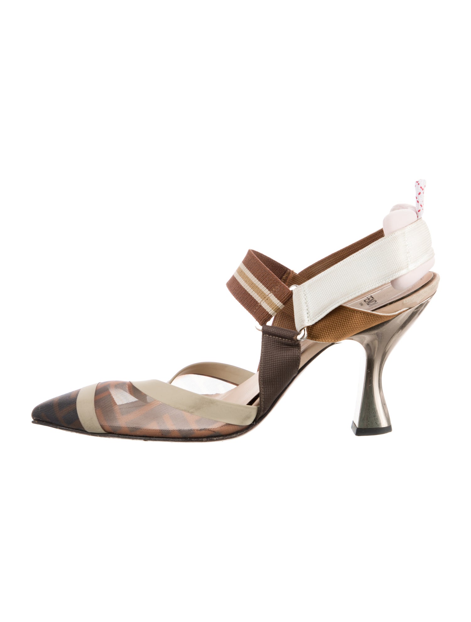 Fendi Zucca FF Logo Mesh Slingback Pumps