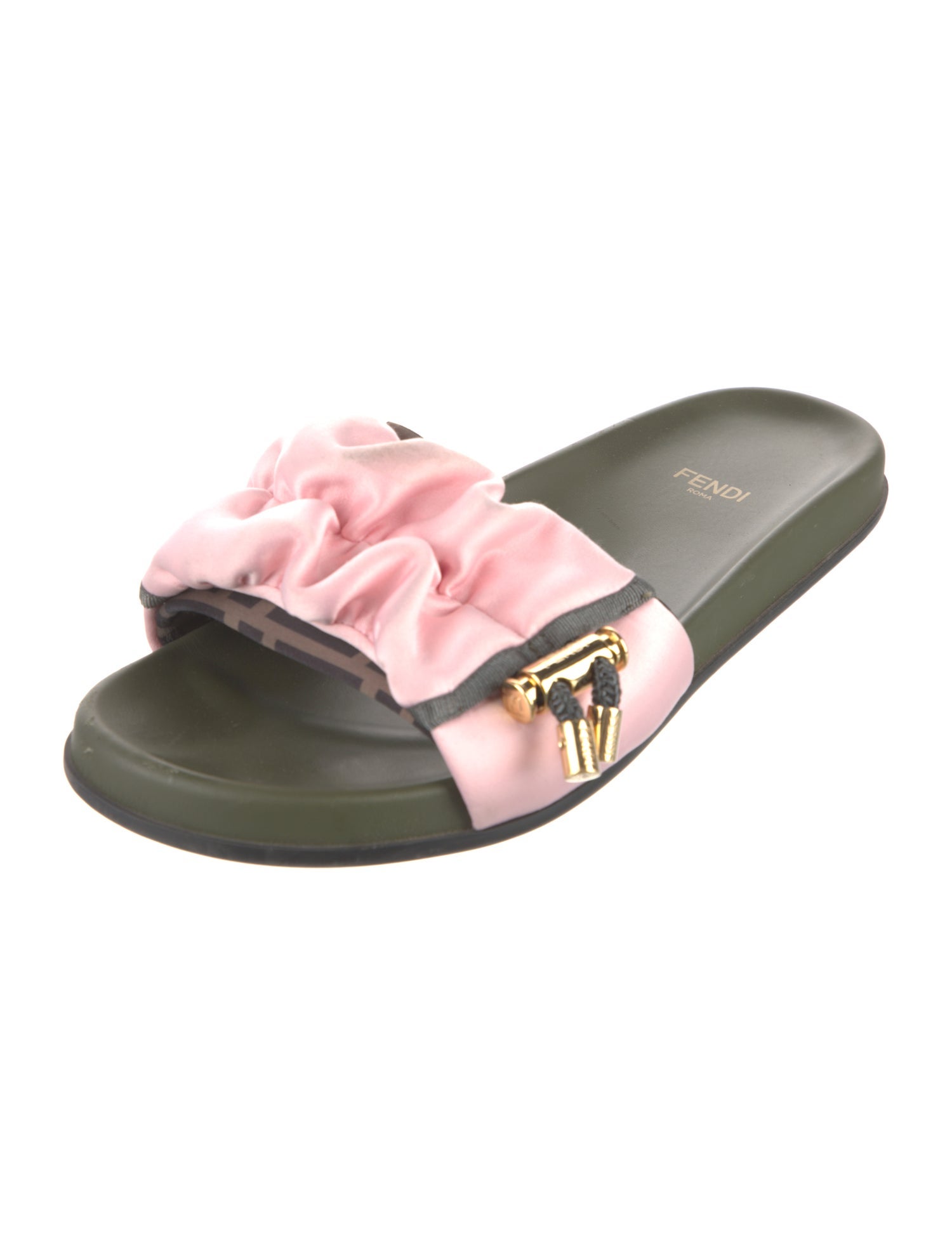 Fendi Zucca FF Logo Satin Slides