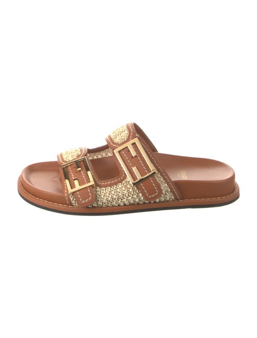 Fendi Leather Colorblock Pattern Slides