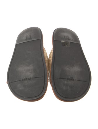 Fendi Leather Colorblock Pattern Slides
