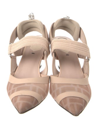 Fendi Zucca FF Logo Mesh Slingback Pumps
