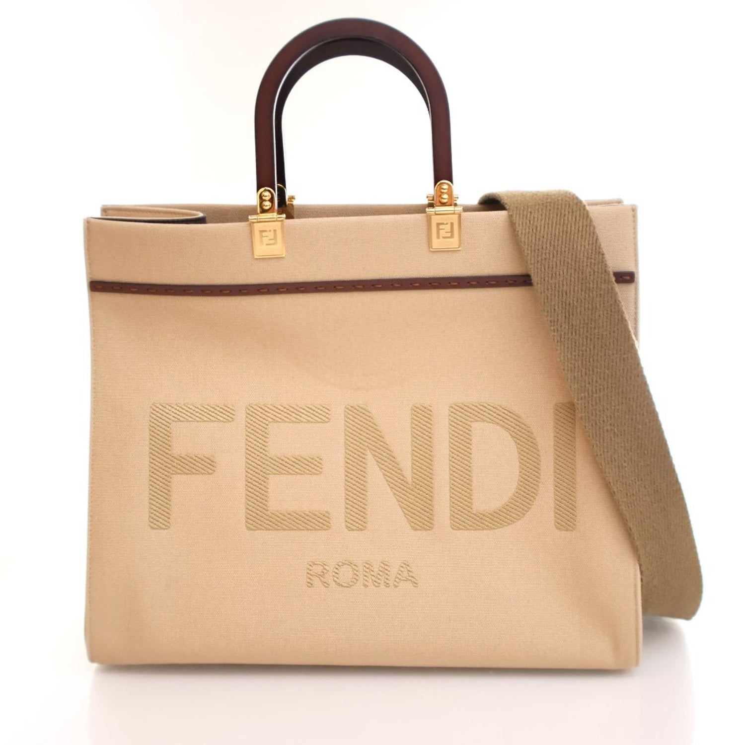 Fendi Canvas Sunshine Shopper Tote