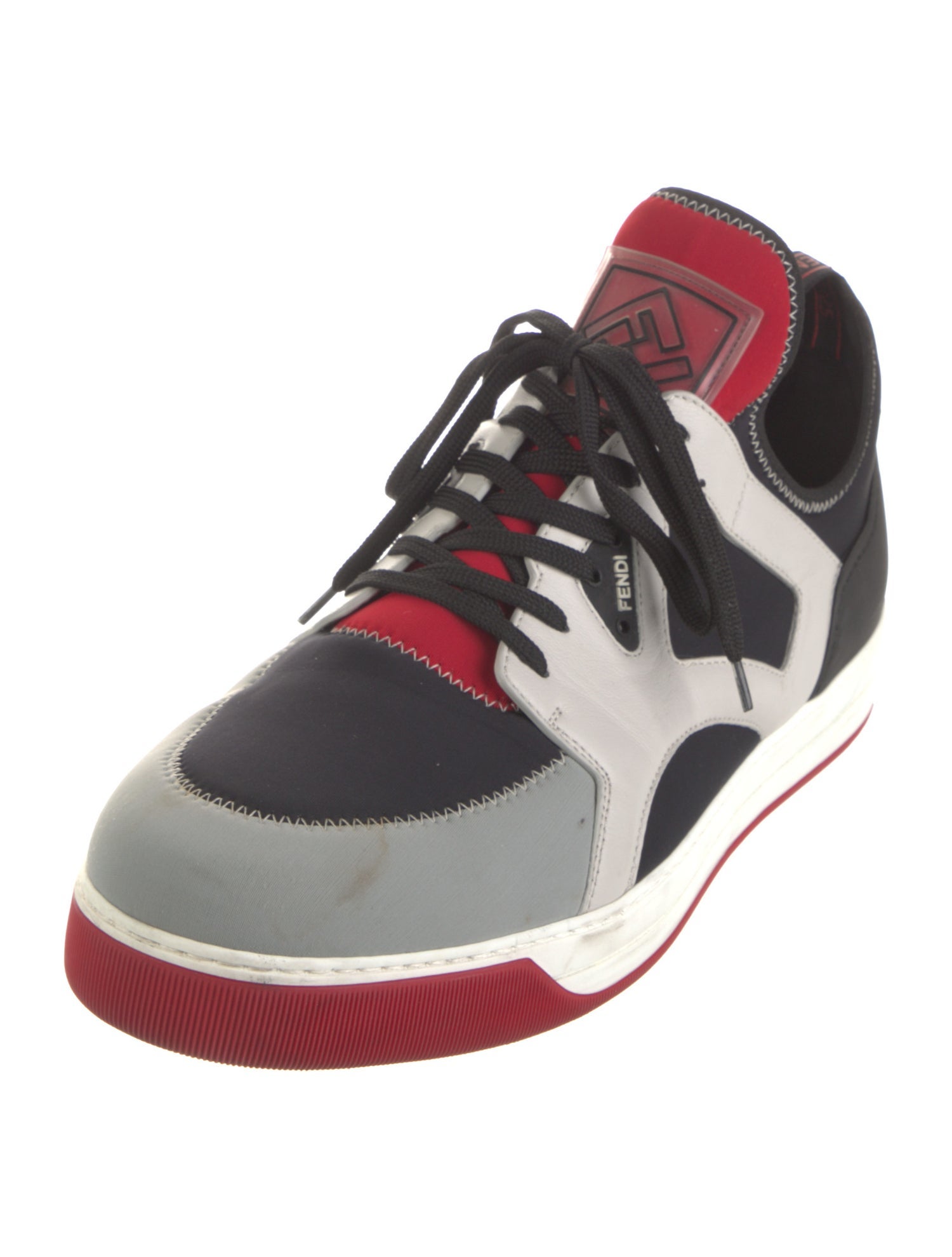 Fendi Leather Printed Athletic Sneakers