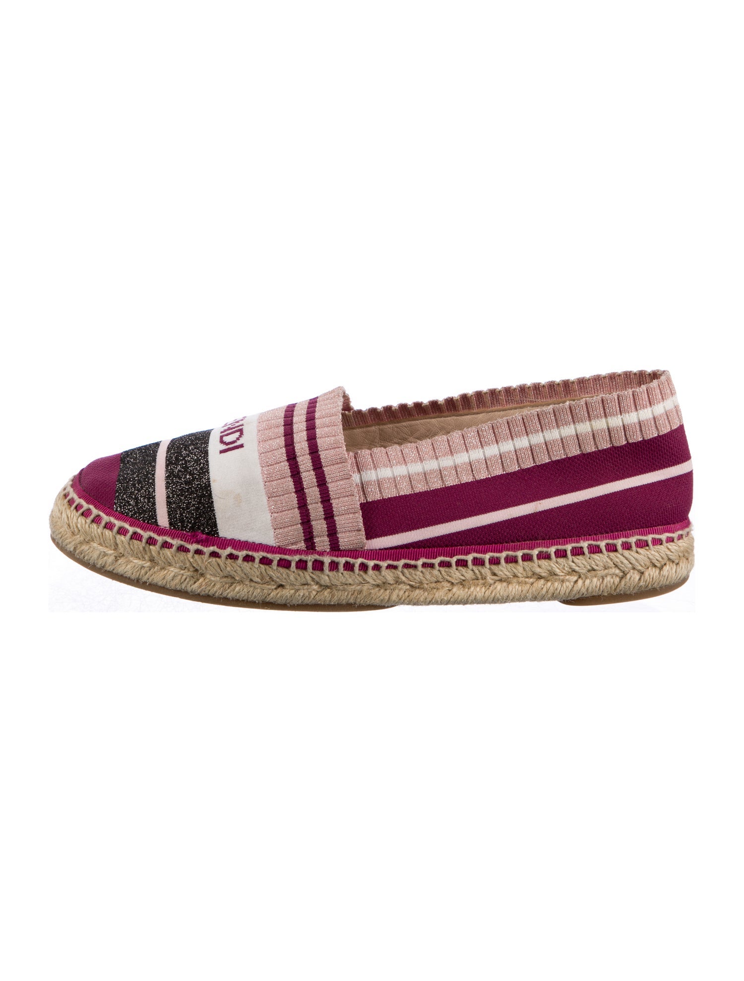 Fendi Striped Glitter Accents Espadrilles