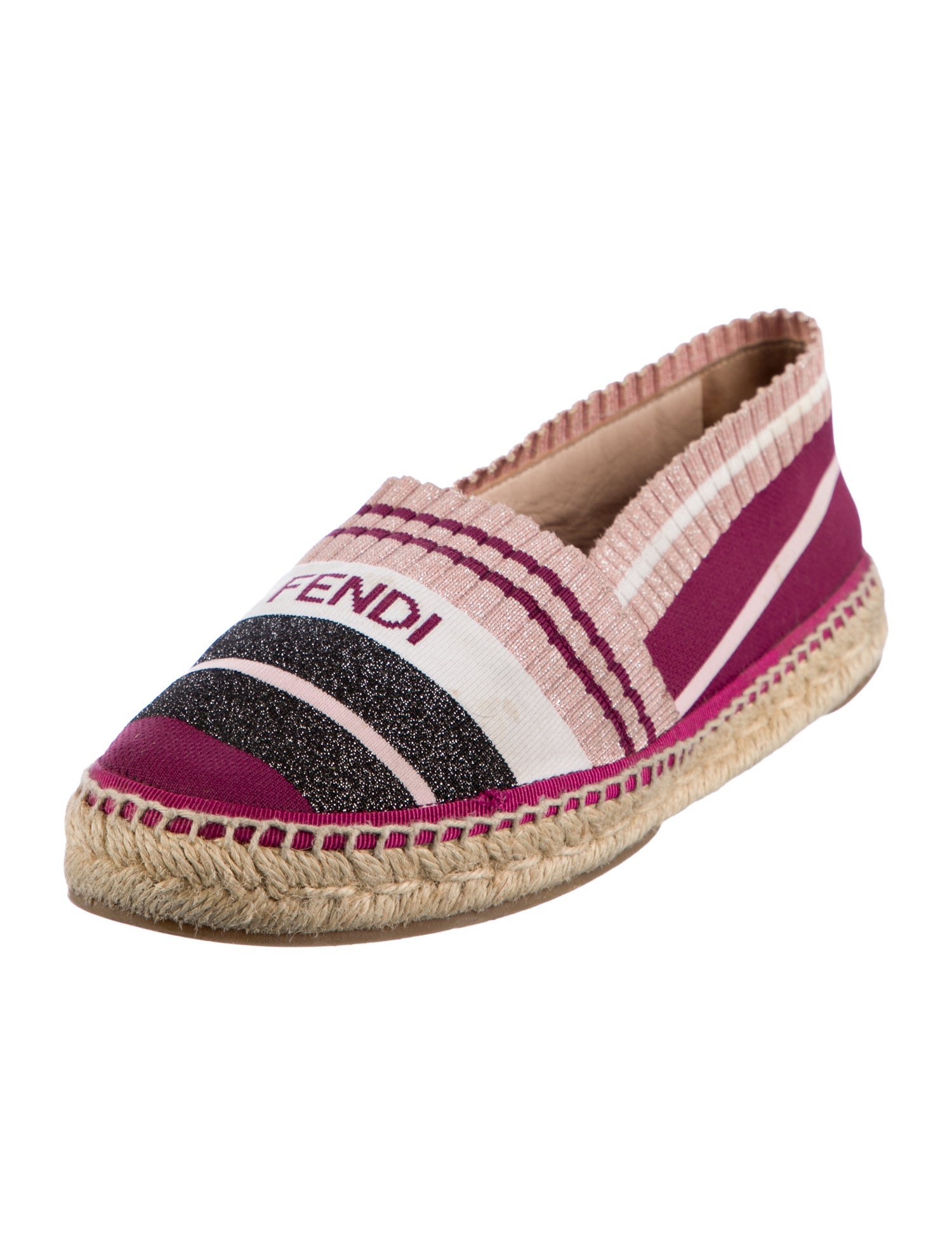 Fendi Striped Glitter Accents Espadrilles