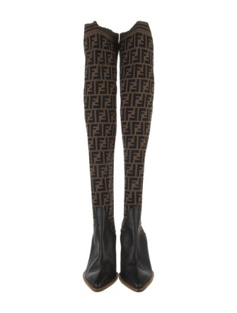 Fendi Zucca FF Logo Printed Sock Boots