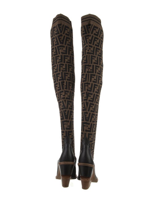 Fendi Zucca FF Logo Printed Sock Boots