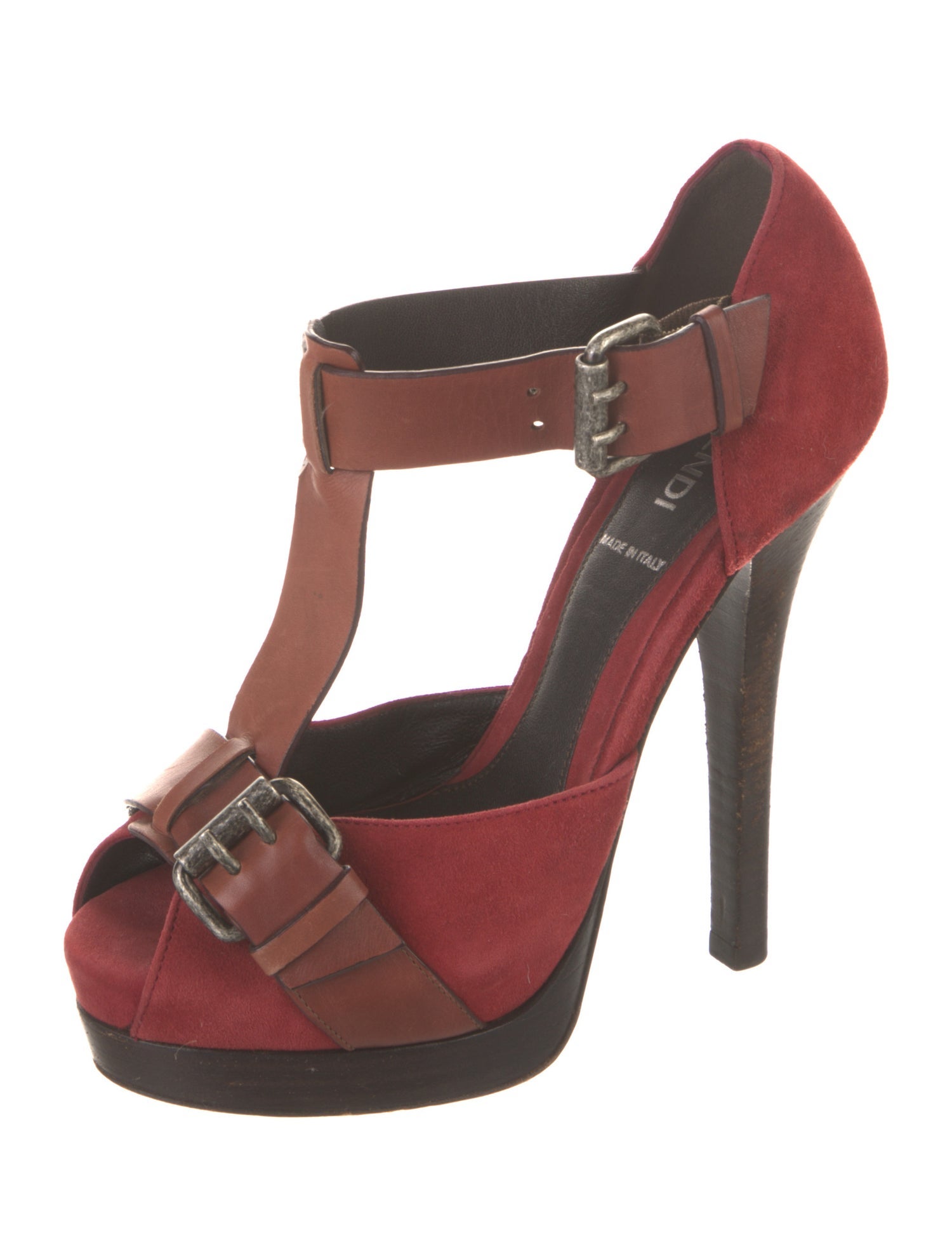 Fendi Suede T-Strap Pumps