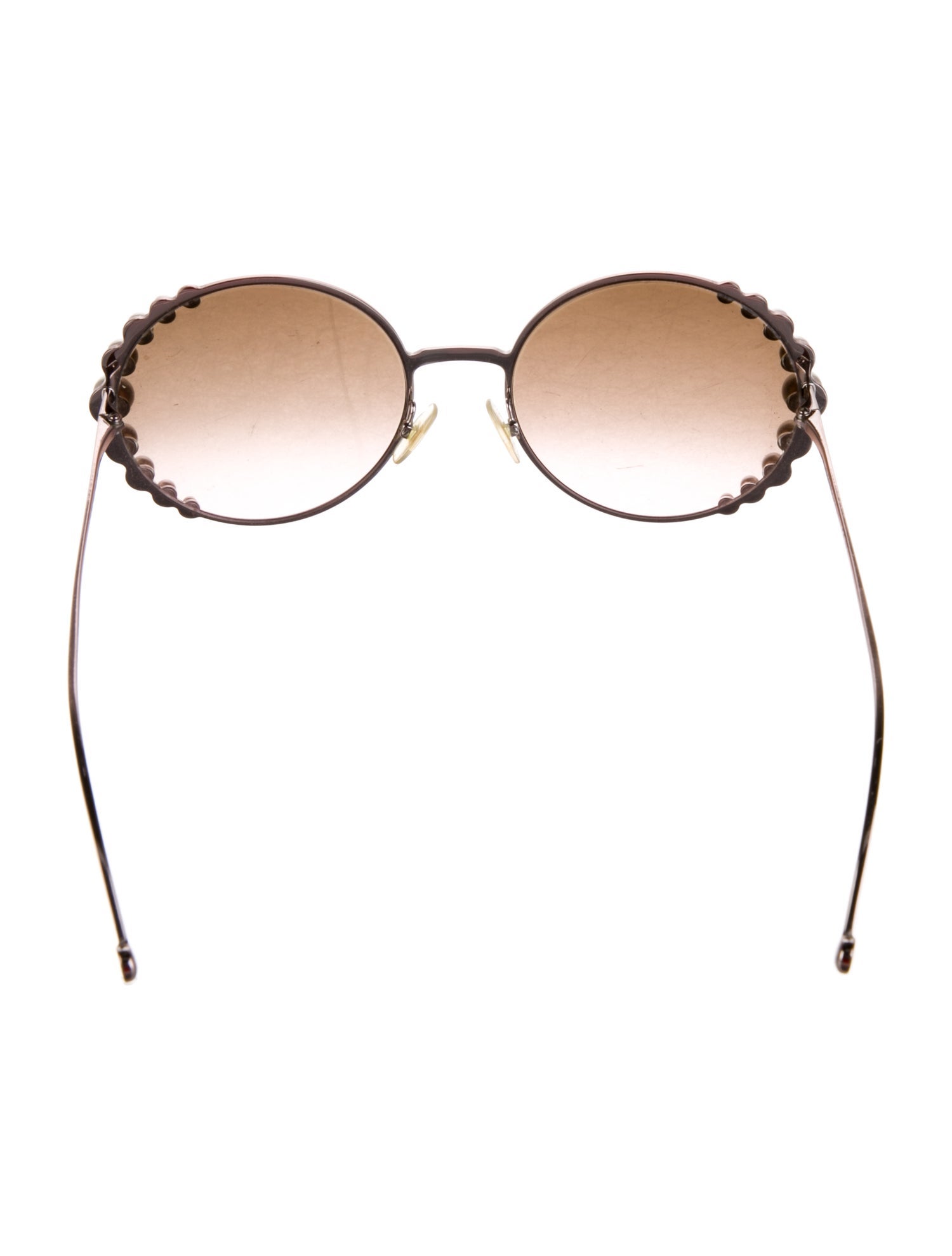 Fendi Faux Pearl Accents Round Sunglasses