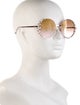 Fendi Faux Pearl Accents Round Sunglasses