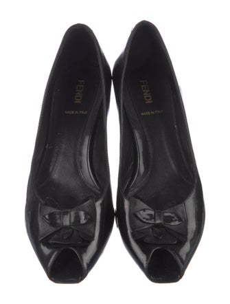 Fendi Patent Leather Bow Accents Flats