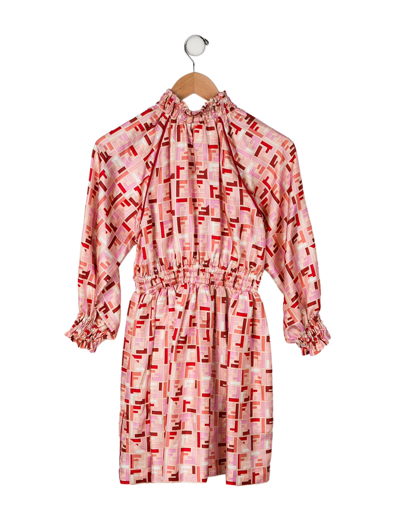 Fendi Long Sleeve Silk Dress