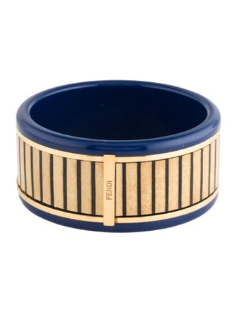 Fendi Plexiglass & Wood Wide Bangle Bracelet