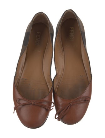 Fendi Pequin Pattern Leather D'Orsay Flats