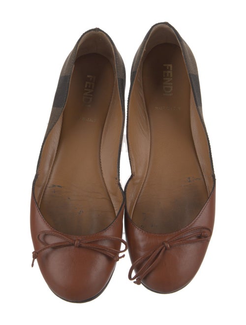 Fendi Pequin Pattern Leather D'Orsay Flats