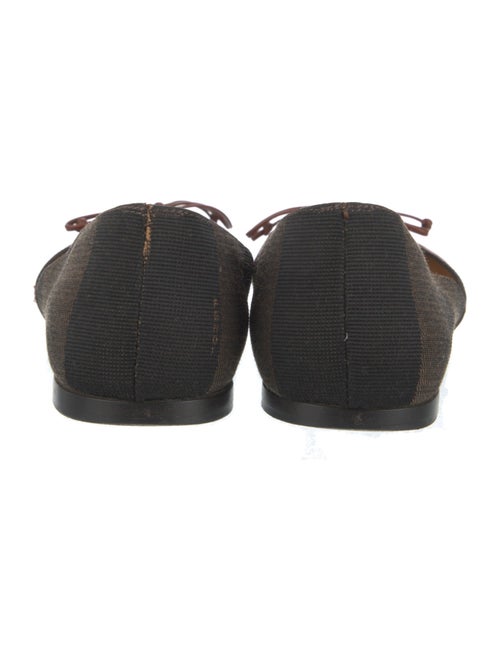 Fendi Pequin Pattern Leather D'Orsay Flats