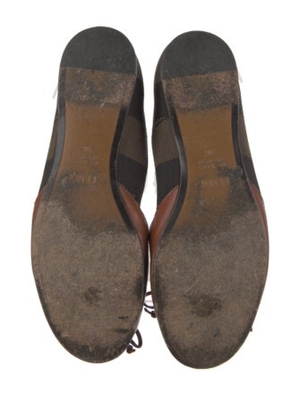 Fendi Pequin Pattern Leather D'Orsay Flats