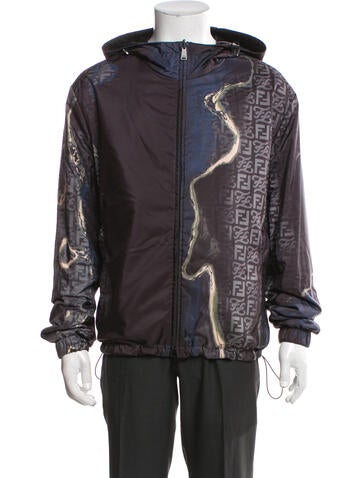 Fendi Outerwear Zucca FF Logo Printed Jacket L