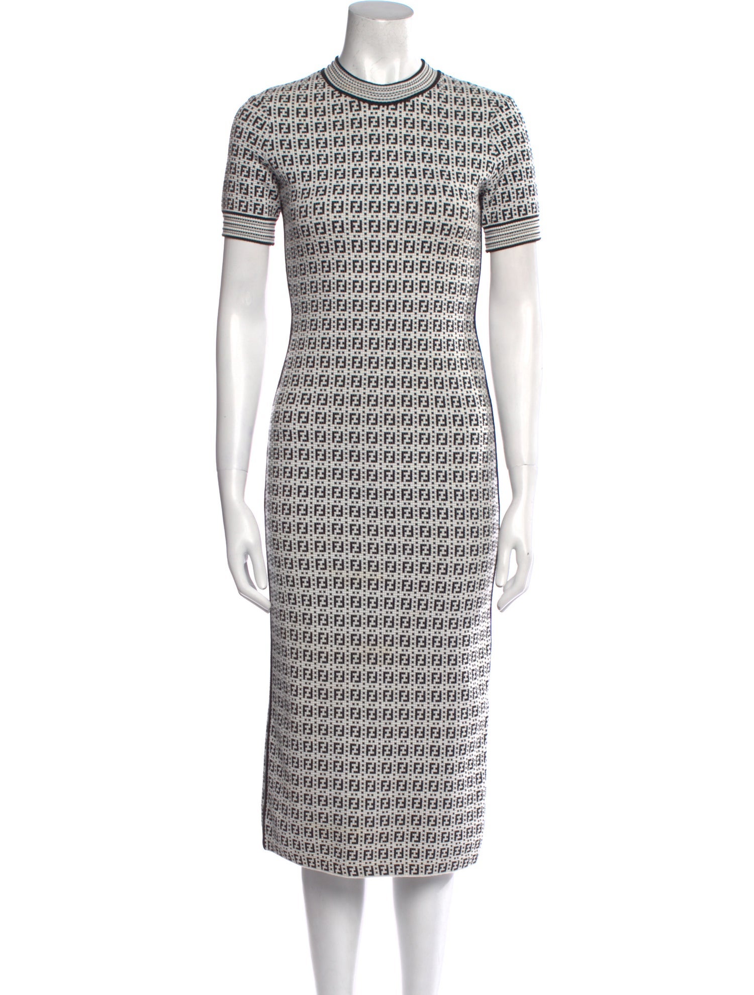 Fendi Plaid Print Midi Length Dress