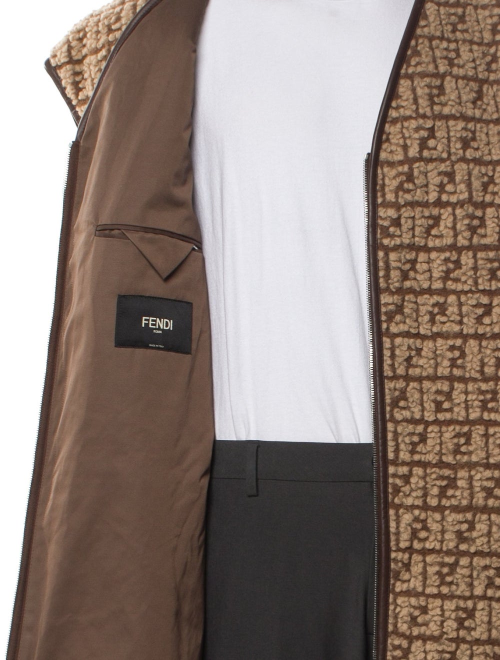 Fendi Overcoat Neutrals Patterned Collar - image 4
