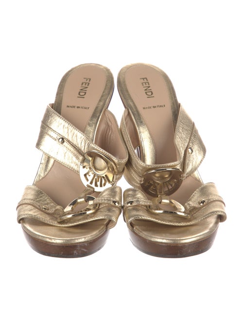 Fendi Zucca FF Logo Leather Slides