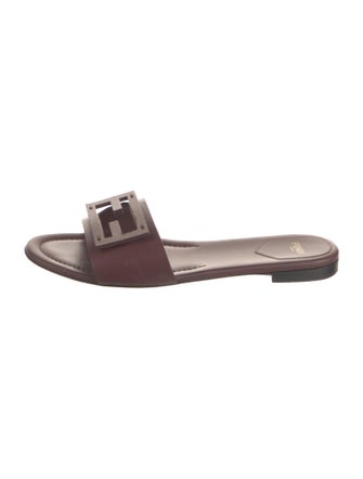 Fendi Leather Cutout Accent Slides