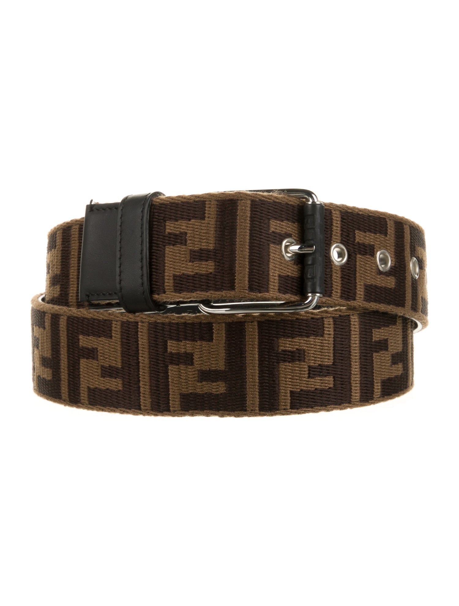 Fendi Zucca FF Logo Leather Waist Belt