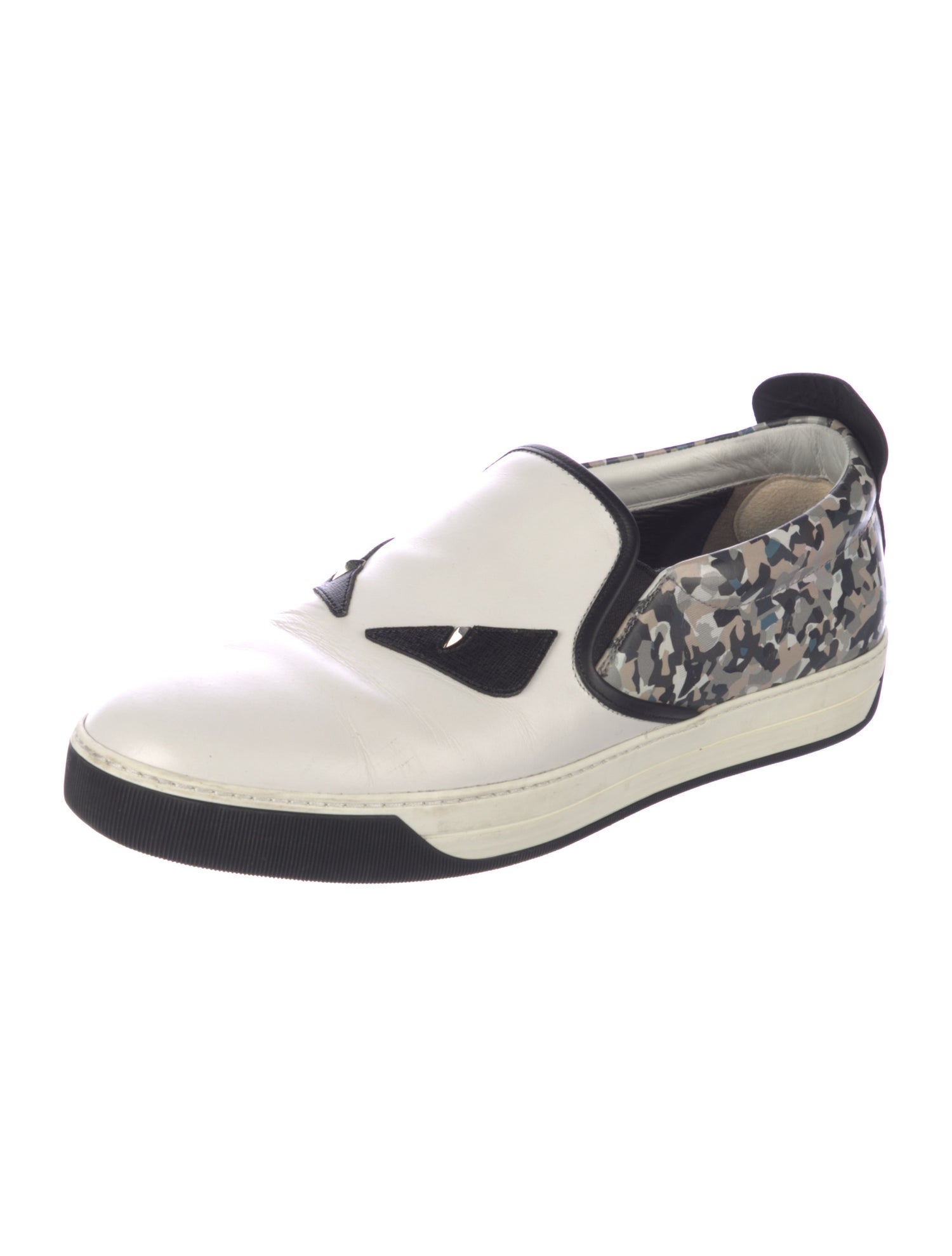 Fendi Monsters Motif Leather Sneakers