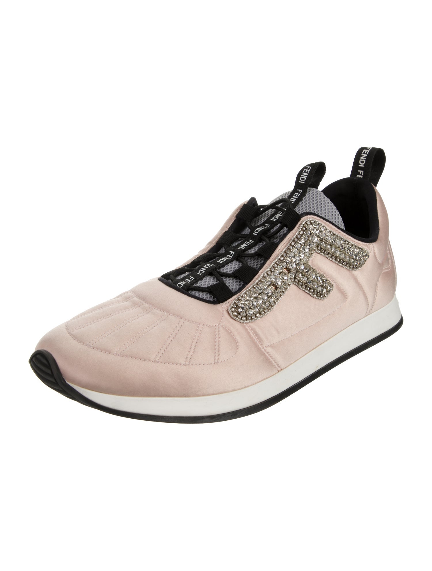Fendi Satin Crystal Embellishments Sneakers