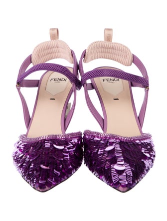 Fendi Sequins Sequin Embellishments Slingback Pumps
