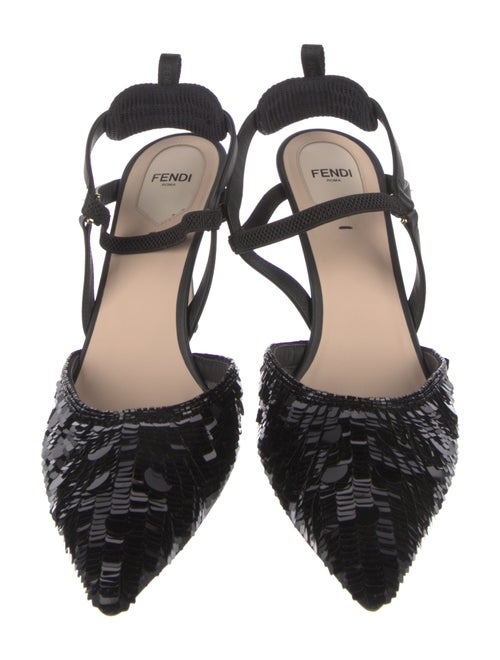 Fendi Leather Sequin Embellishments Slingback Pumps