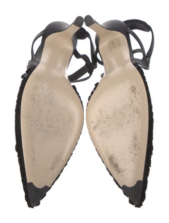 Fendi Leather Sequin Embellishments Slingback Pumps