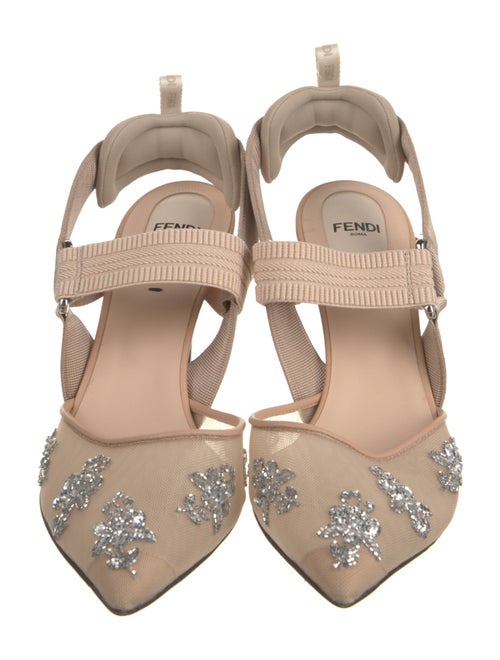 Fendi Zucca FF Logo Mesh Slingback Pumps