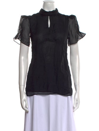 Fendi Mock Neck Short Sleeve Top