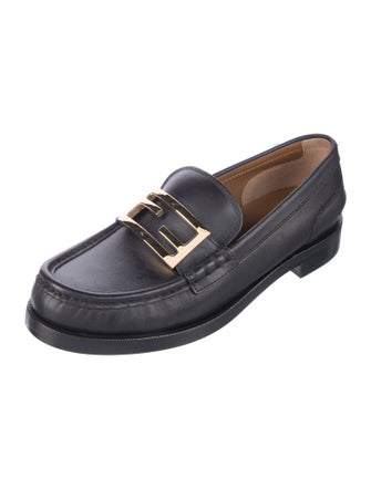 Fendi Karligraphy Accent Leather Loafers