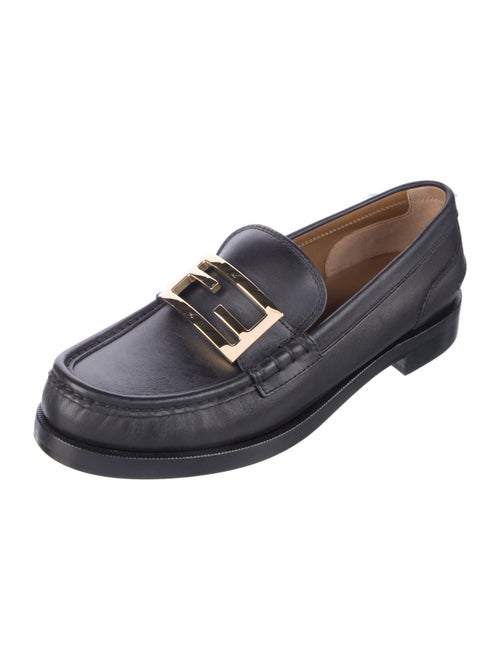 Fendi Karligraphy Accent Leather Loafers