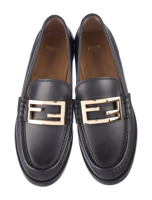 Fendi Karligraphy Accent Leather Loafers