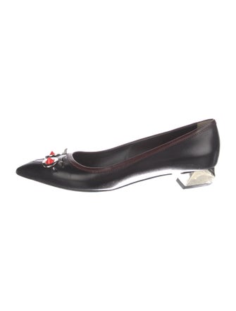 Fendi Monsters Motif Leather Ballet Flats