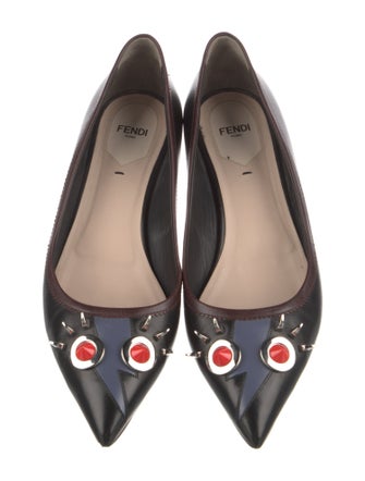 Fendi Monsters Motif Leather Ballet Flats