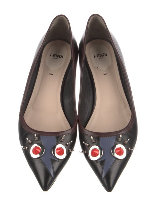Fendi Monsters Motif Leather Ballet Flats
