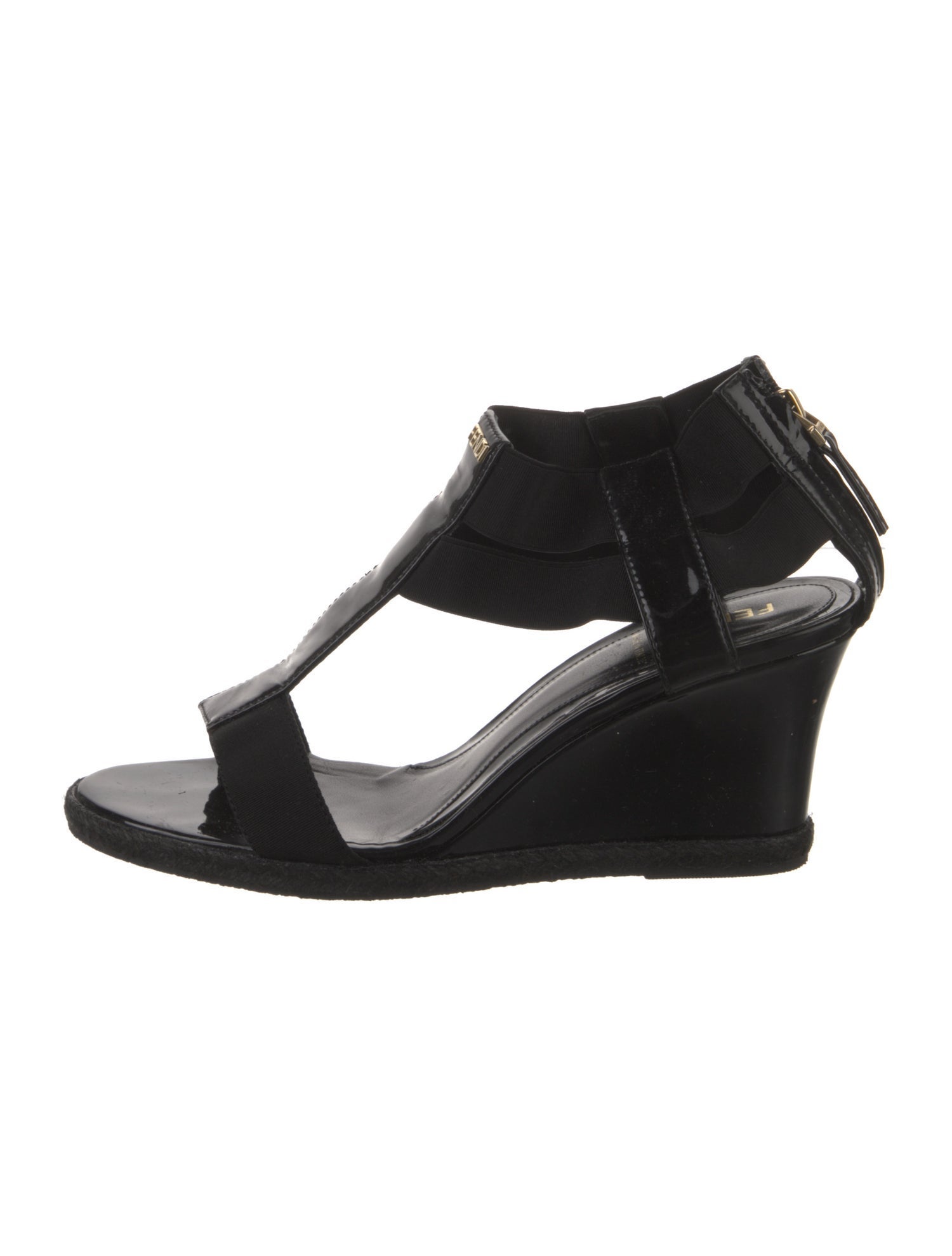 Fendi Patent Leather T-Strap Sandals